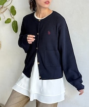 【U.S. POLO ASSN.】畦編み金ボタンカーディガン
