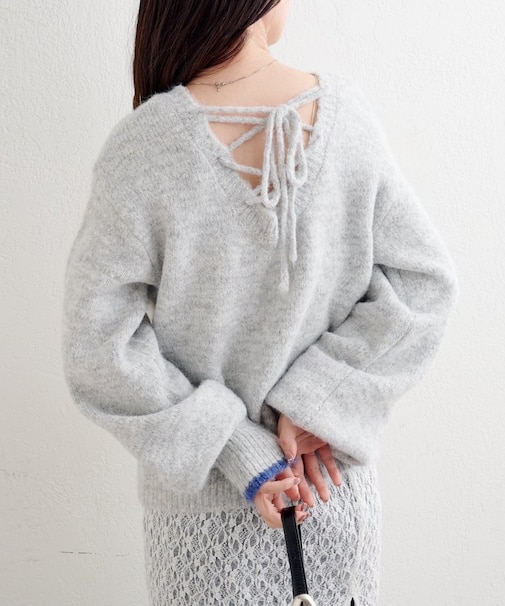 【Kastane】レースアップニットプルオーバー