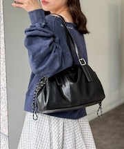 巾着レザーボストンバッグ