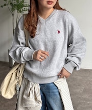 【U.S. POLO ASSN.】Vネックスウェットライクニット