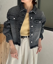 裾フリンジショートGジャン