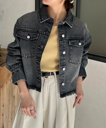 裾フリンジショートGジャン