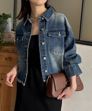 裾フリンジショートGジャン