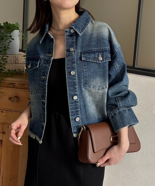 裾フリンジショートGジャン