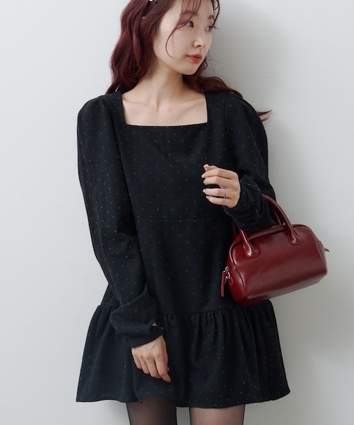 【Kastane】ドットツイードミニワンピース