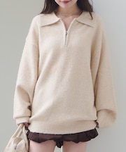 【Kastane】ボーダージップニット