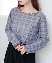 【Kastane】レイヤードチェックシアープルオーバー