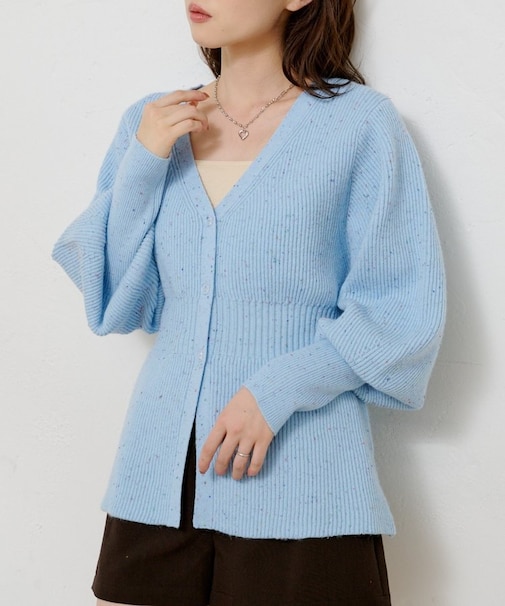 【Kastane】ペプラムネップニットカーディガン