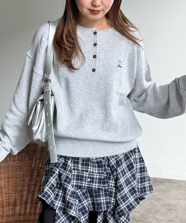 1ポイント刺繍ヘンリープルオーバー