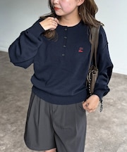 1ポイント刺繍ヘンリープルオーバー