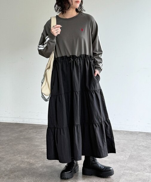 【U.S. POLO ASSN.】ティアードドッキングワンピース