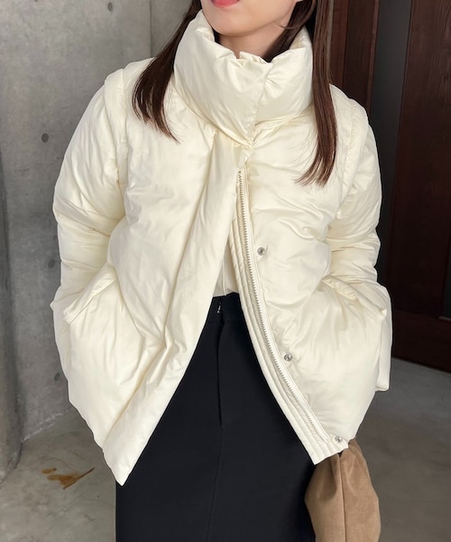 新品CAPRICIEUX LEMAGE 2WAY中綿パフジャケット ベスト　白 CAPRICIEUX LE'MAGE】2WAY中綿パフジャケット｜パルグループ