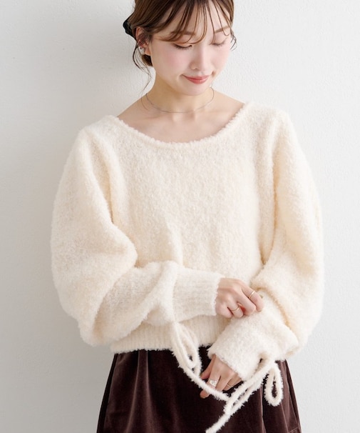 【Kastane】リボンマトンスリーブニット