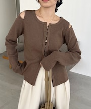 【CAPRICIEUX LE'MAGE】肩開きセッパボタンカーディガン