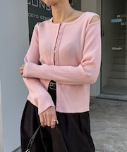 【CAPRICIEUX LE'MAGE】肩開きセッパボタンカーディガン