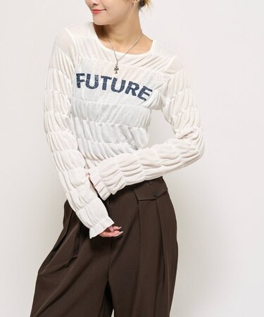 【WHO'S WHO gallery】シャーリングロゴトップス