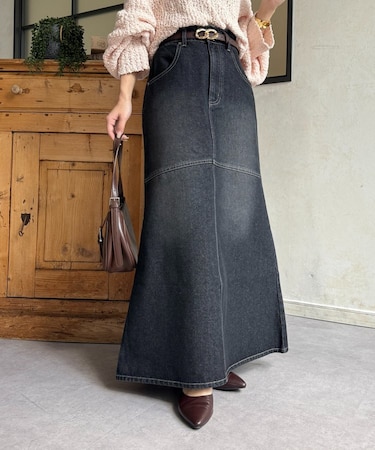 フリンジデニムマーメイドスカート