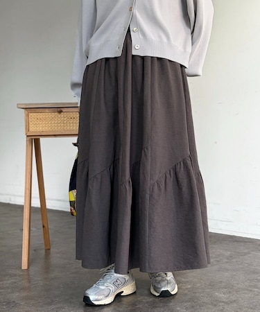 スエードティアードフレアスカート