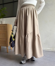 スエードティアードフレアスカート