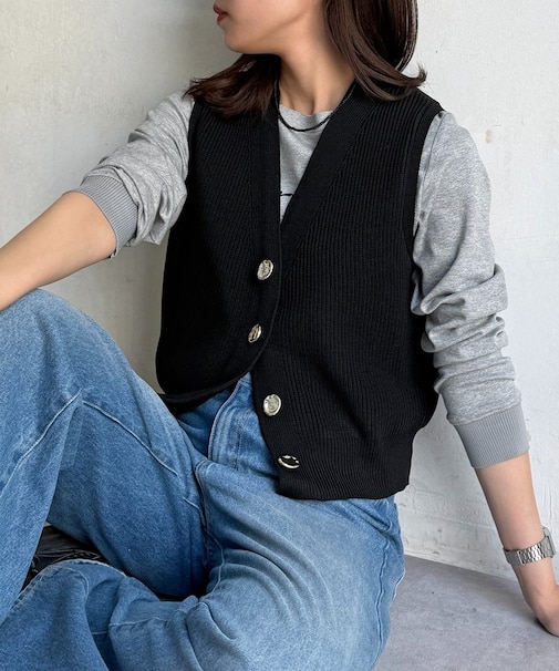 メタル釦コンパクトベスト