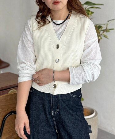 メタル釦コンパクトベスト