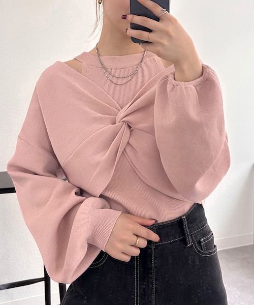 【オフホワイト】【Loungedress】スムースボートネックニット Loungedress】スムースボートネックニット | OUTLET(アウトレット