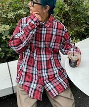 【CIAOPANIC TYPY】バスケット編みメッシュチェックシャツ