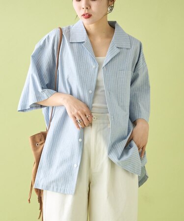 【CIAOPANIC TYPY】オープンカラーストライプシャツ