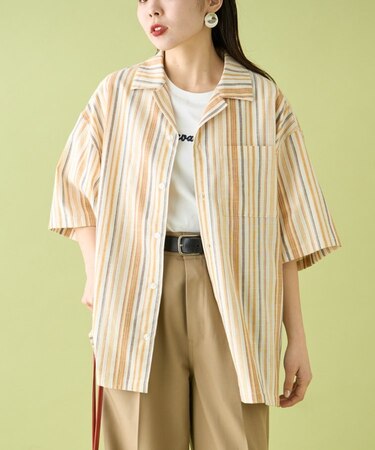 【CIAOPANIC TYPY】オープンカラーストライプシャツ