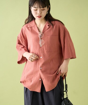 【CIAOPANIC TYPY】オープンカラーストライプシャツ