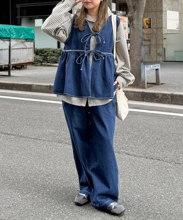 デニムビスチェセットアップ