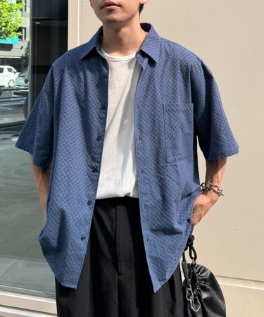 【CIAOPANIC TYPY】ユニセックスジャガード刺繍レースシャツ