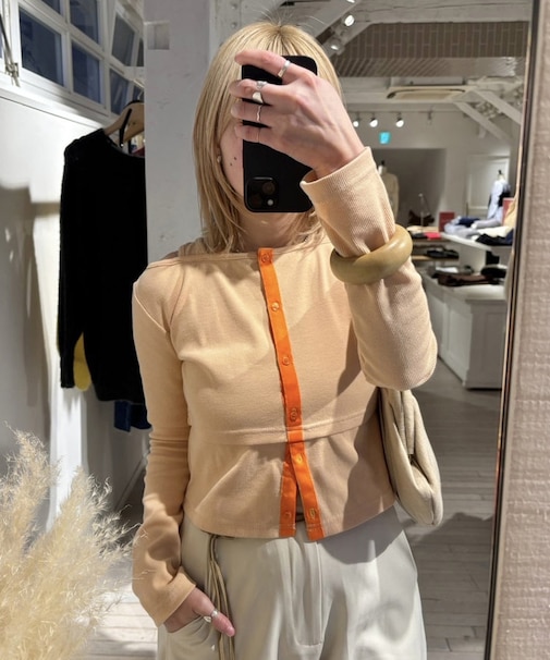 【mystic】配色テープリブT