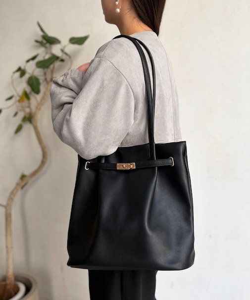 合皮グレイスフロントベルトトート