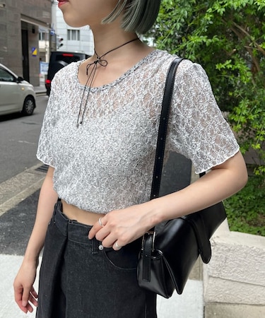 【Kastane】レースフラワープリントTEE