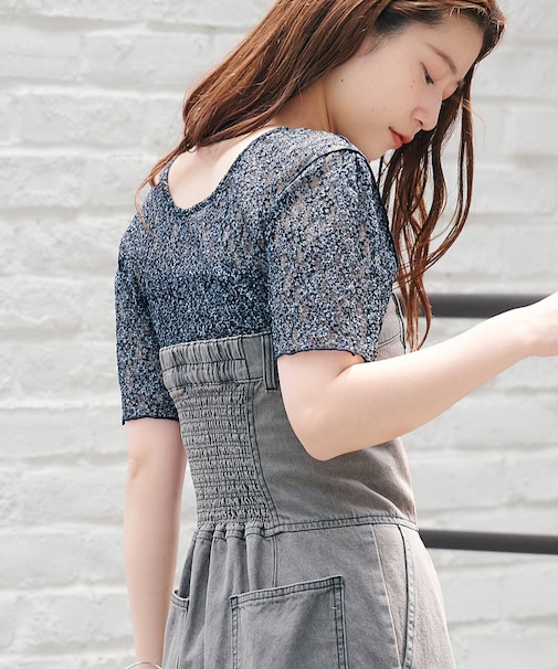 【Kastane】レースフラワープリントTEE