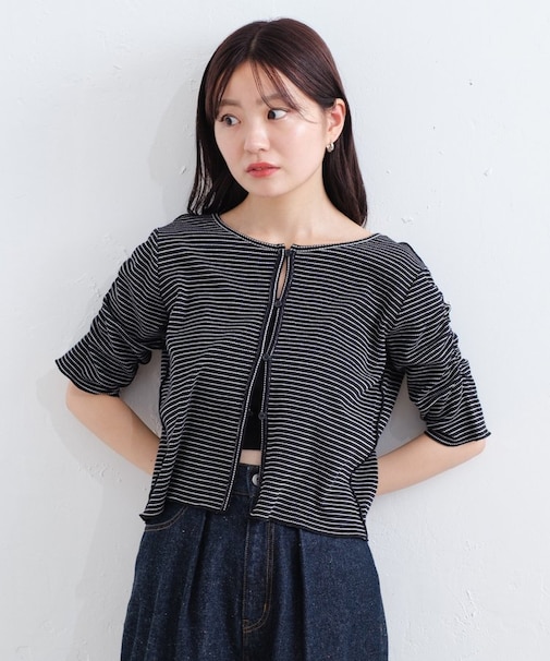 【Kastane】サーマルパフ半袖カーディガン