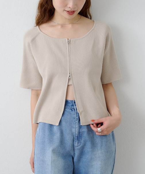 【Kastane】B オフショルZIPカーディガン