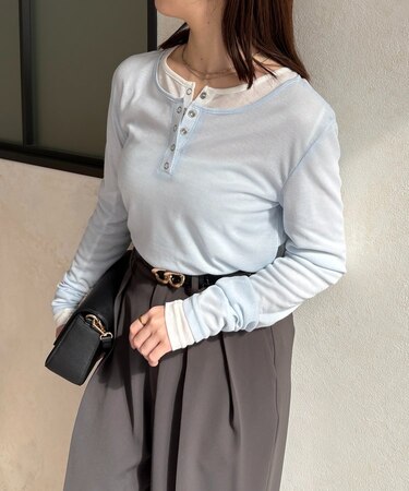 シアーリブヘンリーネックプルオーバー