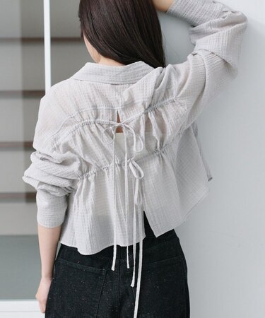 【Kastane】ギンガムバックリボンシャツ