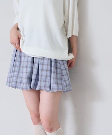 【Kastane】チェックバルーンミニスカート