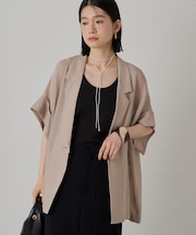 【Loungedress】メッシュハーフスリーブジャケット