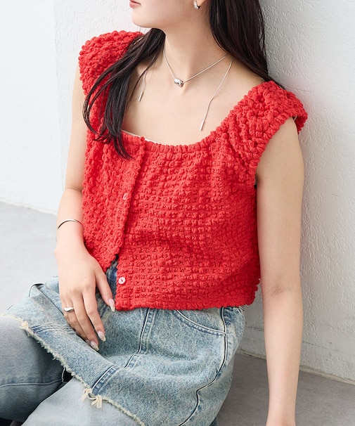 【mystic】シャーリングスクエアショートタンク