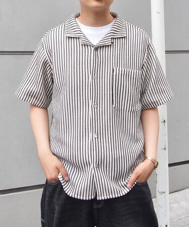 【WHO'S WHO gallery】ストライプニットシャツ / ユニセックス