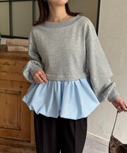 裾バルーンボートネック裏毛プルオーバー