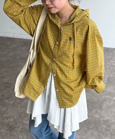 【U.S. POLO ASSN.】シアサッカーフードシャツ