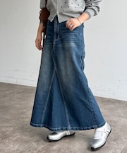 ストレッチデニムペインタースカート