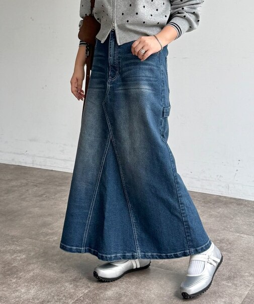 ストレッチデニムペインタースカート