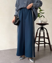 リブラインストレッチストレートパンツ