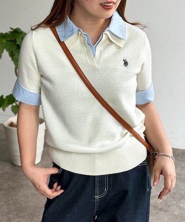 【U.S. POLO ASSN.】フェイクレイヤード半袖ポロ